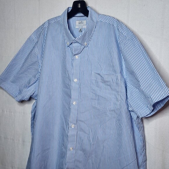 Croft & Barrow Easy Care Blue Stripe SS Button Up Cotton Poly Dress Shirt Sz XXL - Picture 5 of 16